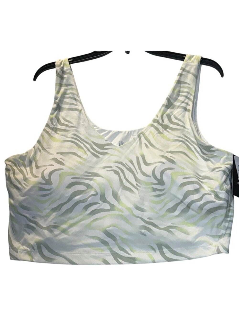 Ideology Womens XXL Fluid Zebra Print Tank Top In White & Green - Made In Jordan